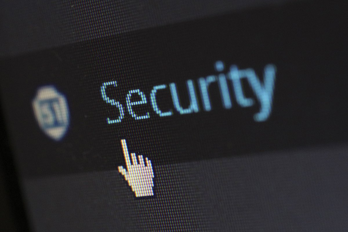 A monitor screen with "Security" typed on it, and a cursor pointing.